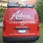 Atkins Electricians company work van.